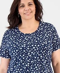 Style & Co Plus Printed Short-Sleeve Crewneck T-Shirt, Macy's Exclusive