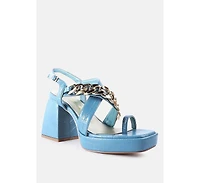 Womens Frecklin Metal Chain Block Heel Sandals