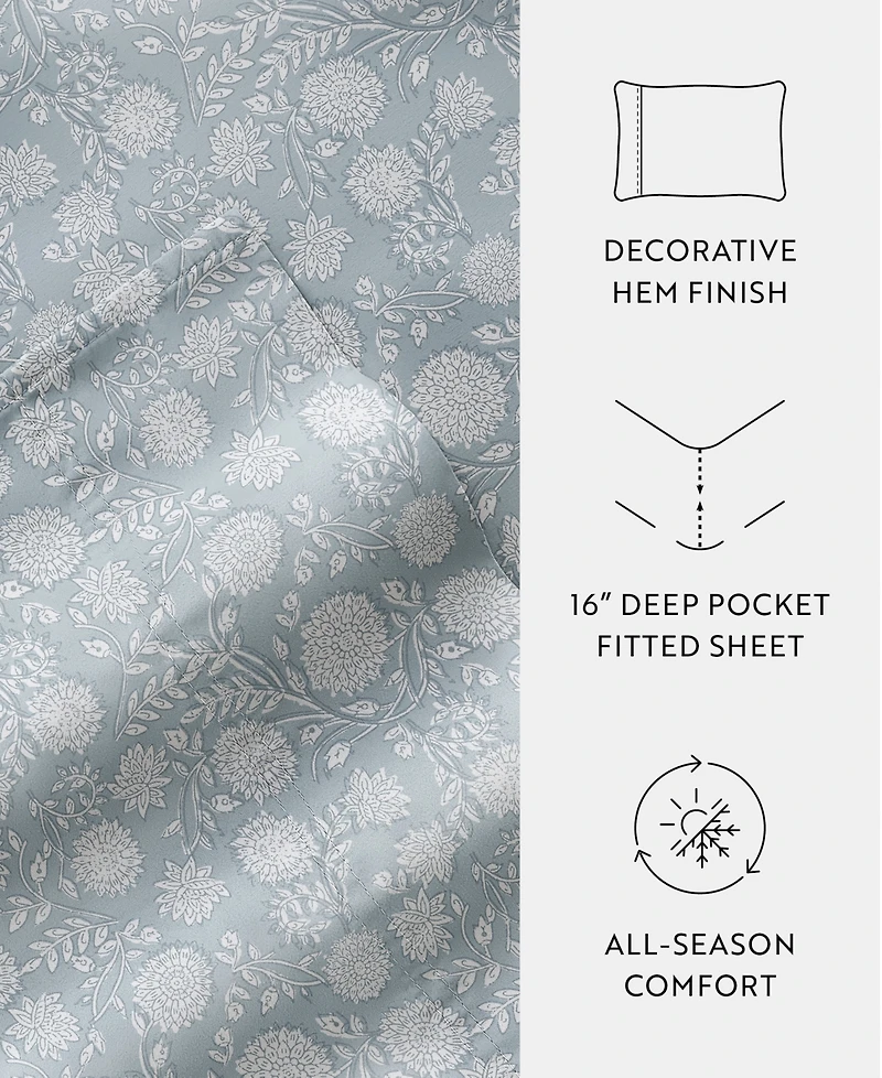 ienjoy Home Long Staple 300-Thread Count Cotton Pattern -Pc. Sheet Set