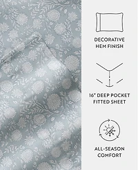 ienjoy Home Long Staple 300-Thread Count Cotton Pattern -Pc. Sheet Set