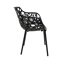 LeisureMod Devon Patio Dining Arm-Chair, Aluminum Stackable Design Side Chair, Weather Resistant Metal No Assembly, Uv Protected