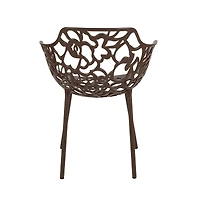 LeisureMod Devon Patio Dining Arm-Chair, Aluminum Stackable Design Side Chair, Weather Resistant Metal Chair, No Assembly, Uv Protected
