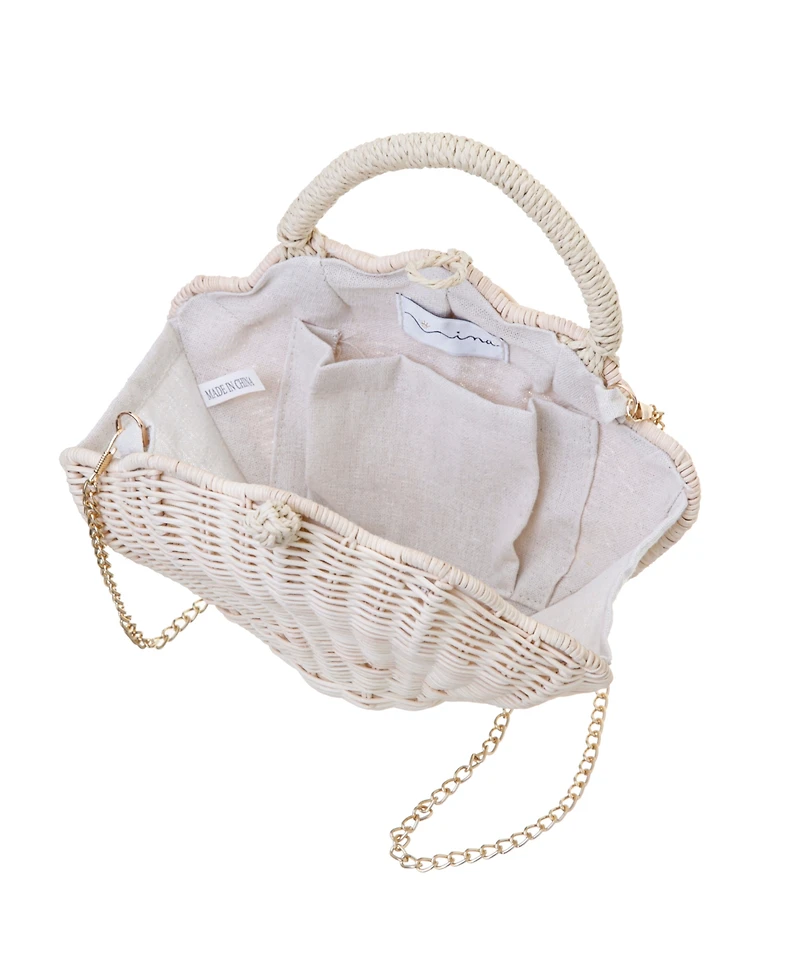 Nina Rattan Shell Minaudiere Small Clutch Handbag
