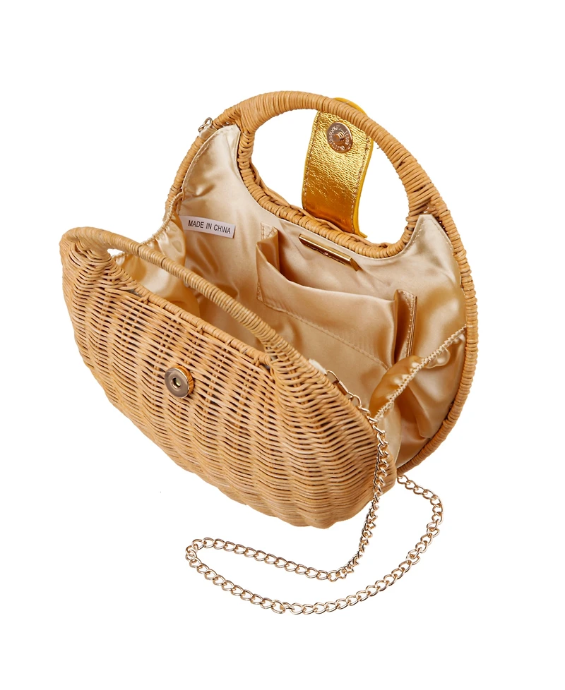 Nina Kava Rounded Rattan Small Satchel Bag
