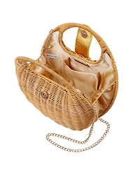 Nina Kava Rounded Rattan Small Satchel Bag