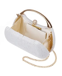 Nina Straw Minaudiere Mini Clutch Handbag