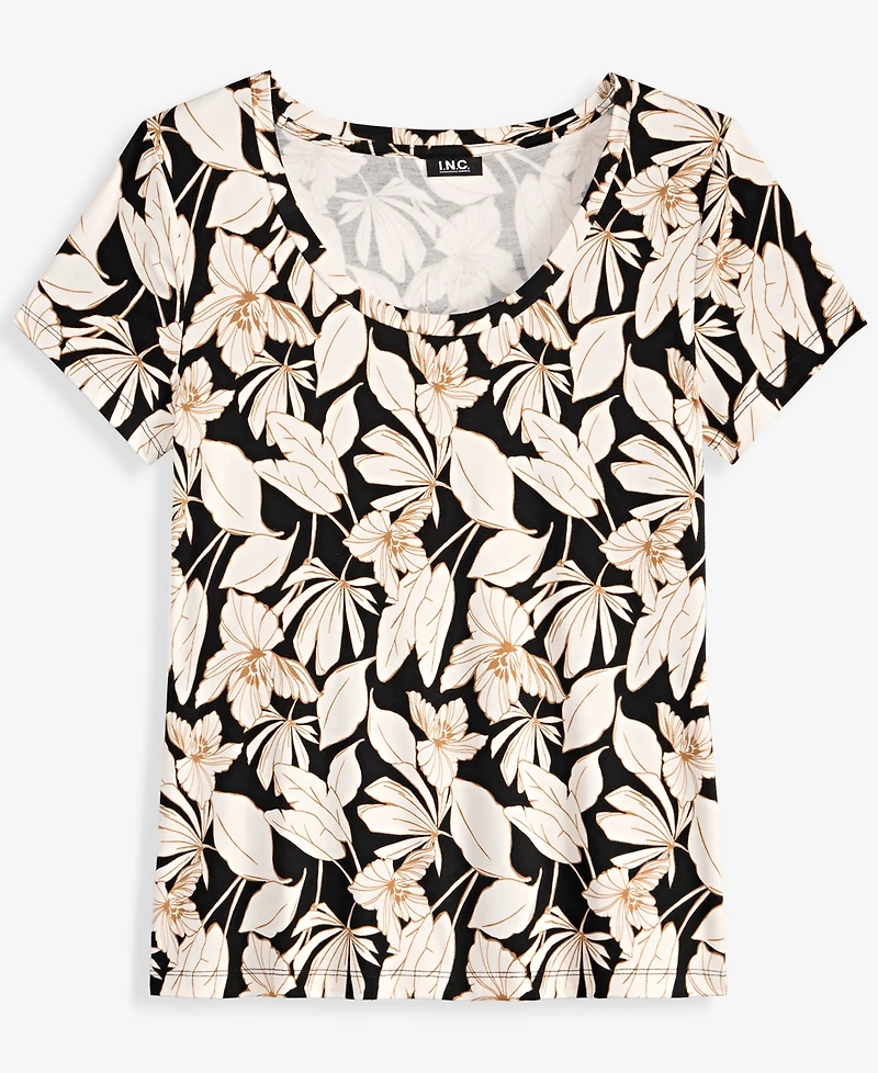 I.n.c. International Concepts Women's Printed Scoop-Neck Short-Sleeve Top, Macy's Exclusive