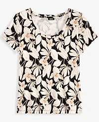 I.n.c. International Concepts Women's Printed Scoop-Neck Short-Sleeve Top, Macy's Exclusive