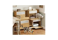 Zeus and Ruta 2 Piece Modern Cat Furniture Set With Litter Box Enclosure Side Table and Storage