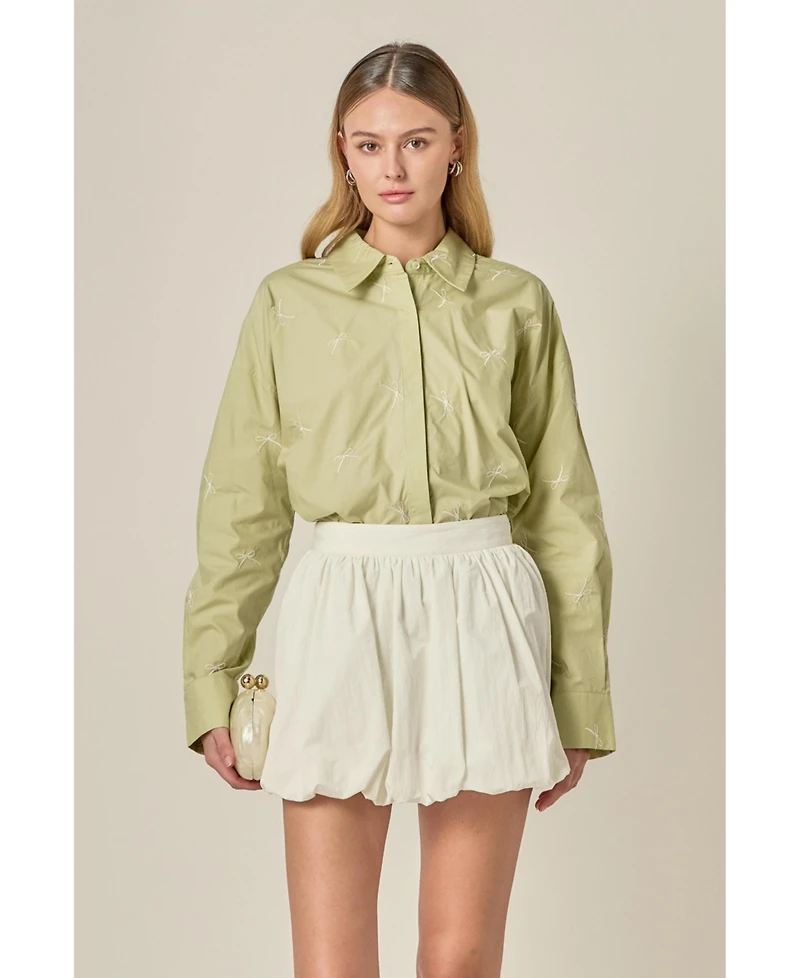 English Factory Women's Bow Embroidery shirt