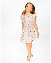 Deux par Deux Little Girls Viscose Dress Printed Flowers