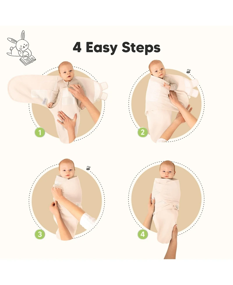 KeaBabies 3pk Soothe Wren Swaddle Sleep Sacks, Newborn Swaddles Wrap 0-3 Months, Soft Baby Wearable Blanket