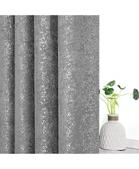 Kate Aurora 2 Piece Sadie Metallic Sparkle Grommet Top Gray Room Darkening Curtain Panels
