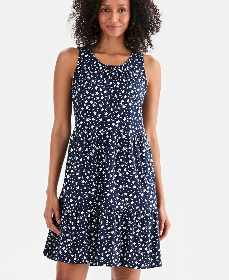 Style & Co Women's Printed Sleeveless Tiered Dress, Macy's Exclusive