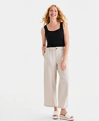 Style & Co Women's Linen Blend Button-Front Wide-Leg Pants, Macy's Exclusive