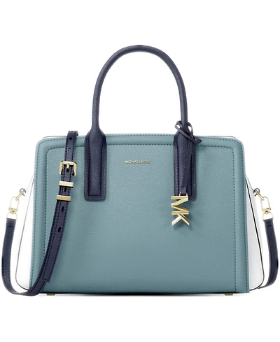 Michael Kors Laila Medium Color-Block Leather Satchel Handbag