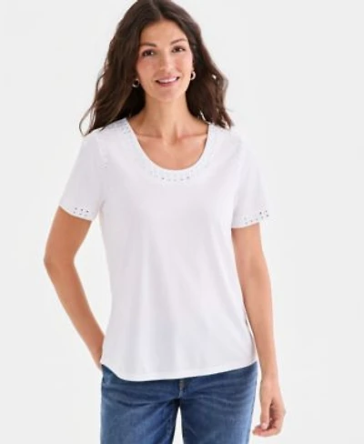 Style Co Womens Embellished Scoop Neck Top Macys Exclusive