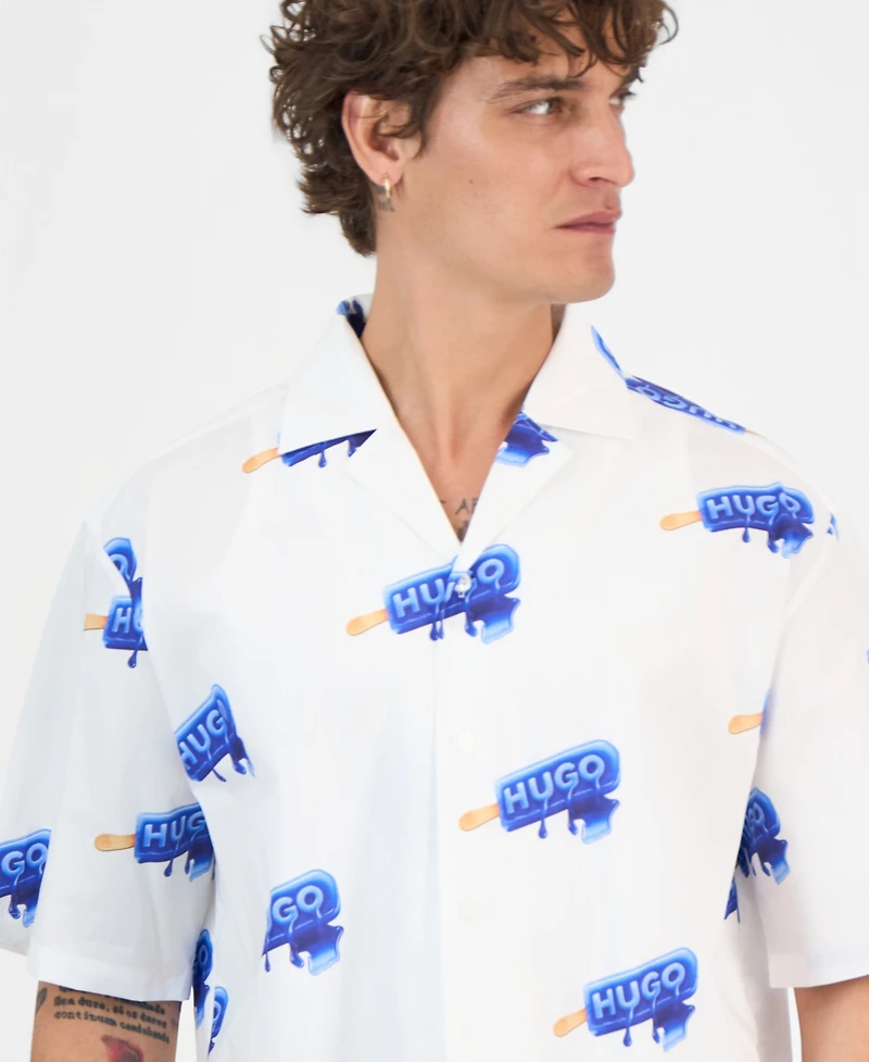 Hugo Boss Men's Eligino Cotton Logo-Print Short-Sleeve Shirt