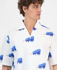 Hugo Boss Men's Eligino Cotton Logo-Print Short-Sleeve Shirt