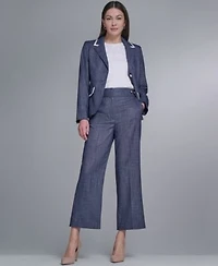 Tommy Hilfiger Womens Crosshatch Blazer Tab Waistband Pants