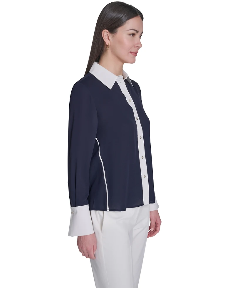 Tommy Hilfiger Women's Slim-Fit Button-Up Top