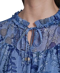 Tommy Hilfiger Women's Floral Peplum Flutter-Sleeve Blouse
