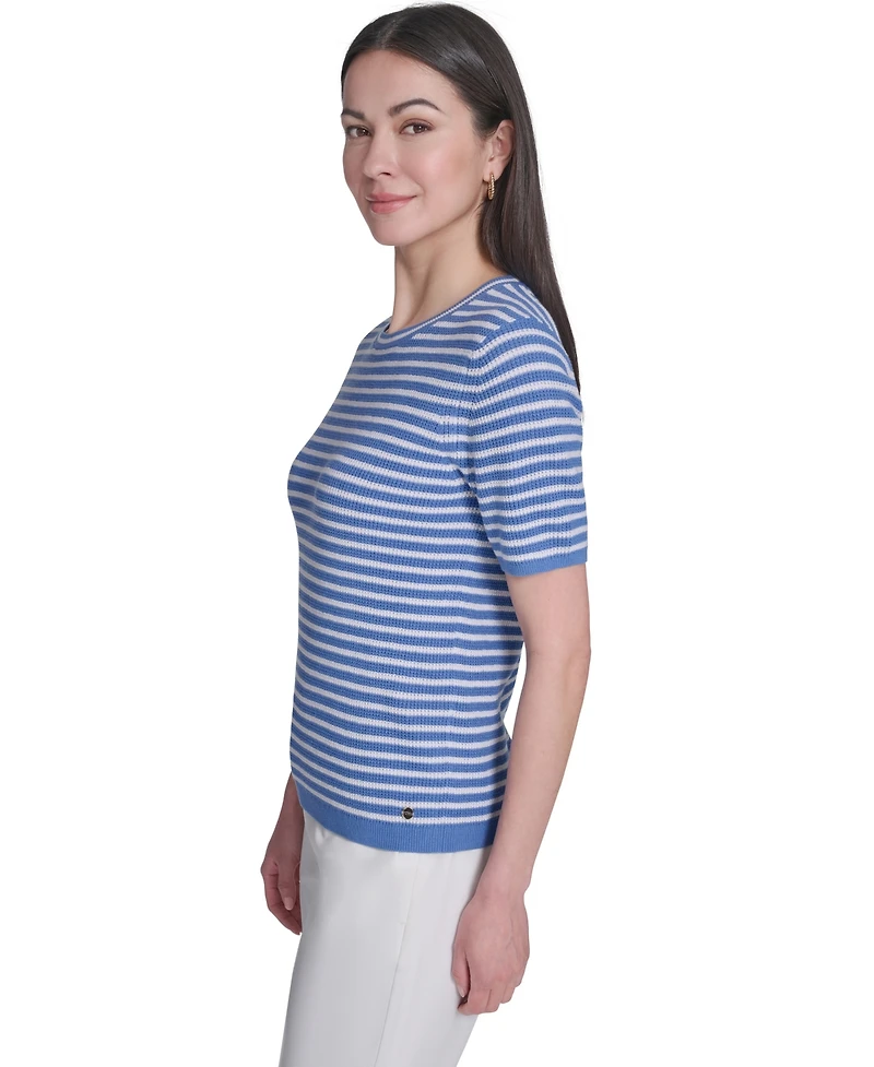 Tommy Hilfiger Women's Short-Sleeve Striped Sweater