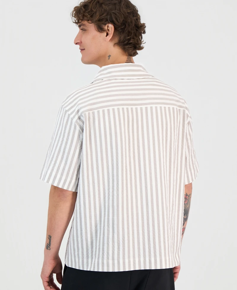 Hugo Boss Espino Cotton-Blend Striped Button Shirt