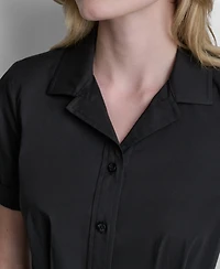 Dkny Petite Short-Sleeve Collared Blouse