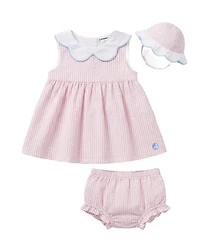 Sperry Baby Girls' Striped Dress, Bloomers and Hat, 3-Piece Set