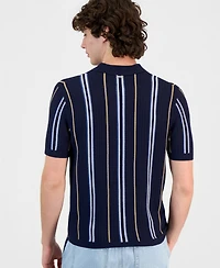 Guess Men's Intarsia Striped Short-Sleeve Polo Shirt