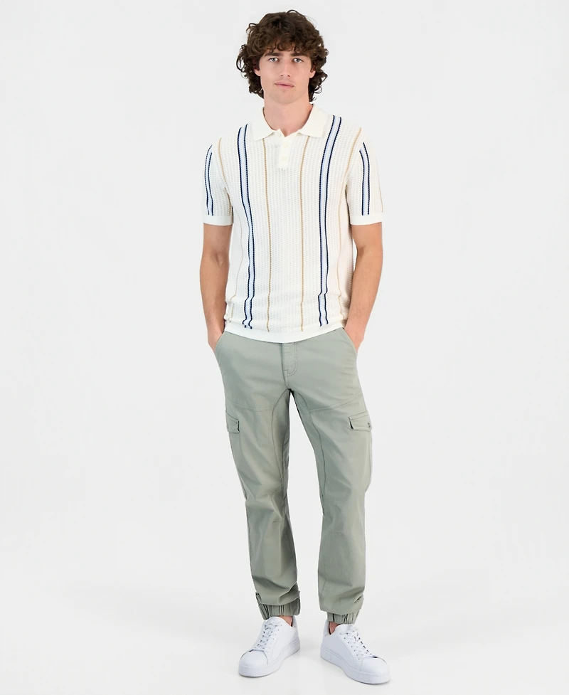 Guess Men's Intarsia Striped Short-Sleeve Polo Shirt