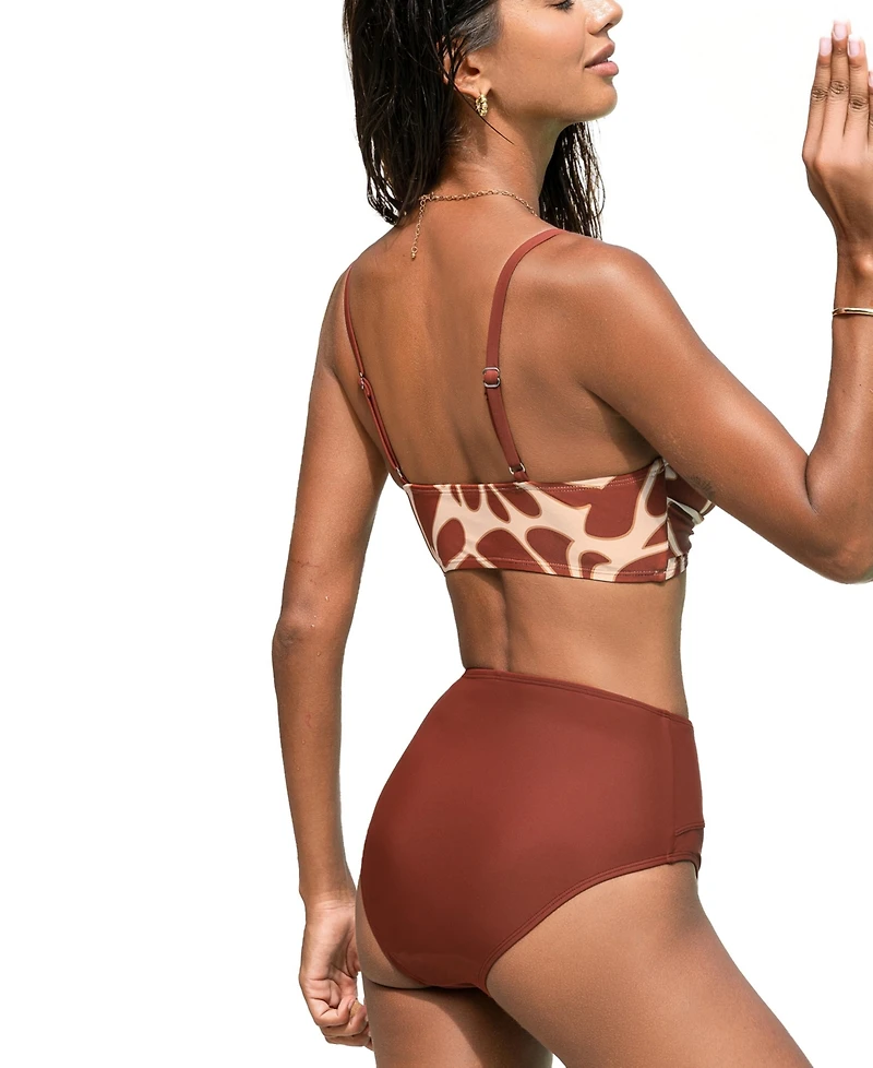 Cupshe Women's High Waisted V Neck Twist Front Bikini Sets