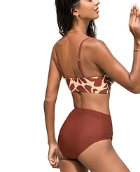 Cupshe Women's High Waisted V Neck Twist Front Bikini Sets