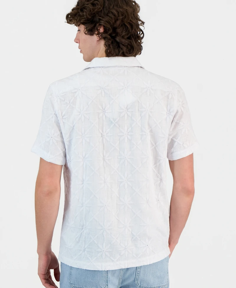 Guess Men's Mosley Woven Eyelet Short-Sleeve Shirt