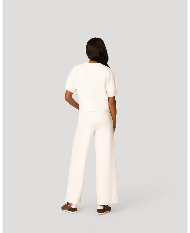 Cable and Gauge Women's Balloon Sleeve Top Wide Leg Pant Set