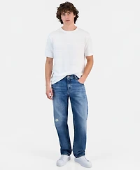 Guess Men's Cotton-Blend Textured Knit Crewneck Top