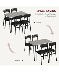 gaomon 5-Piece Dining Table Set with Upholstered Chairs, Space-Saving Kitchen Table for Small Spaces