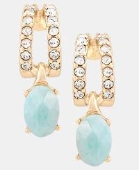 Anne Klein Gold-Tone Huggie Stone Drop Earrings