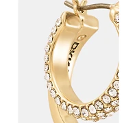 Dkny Metal-Tone Crystal Pave Double Hoop Earrings