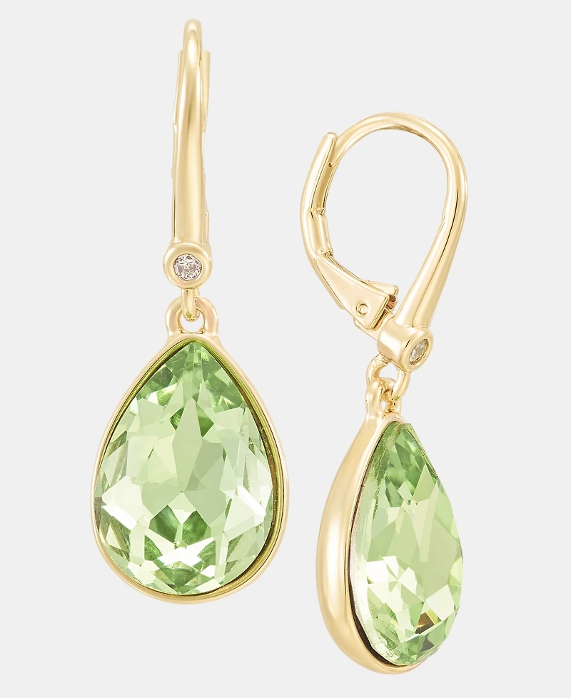 Dkny Gold-Tone Glass Peridot Statement Teardrop Earrings