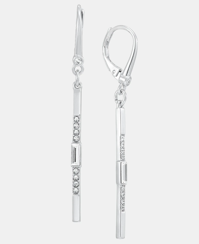 Dkny Silver-Tone Crystal Pave Bar Linear Earrings