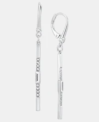 Dkny Silver-Tone Crystal Pave Bar Linear Earrings