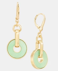 Dkny Gold-Tone Inlay Ring Double Drop Earrings