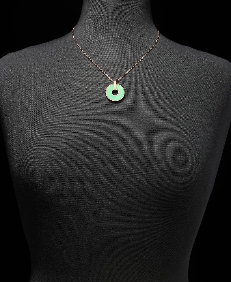Dkny Gold-Tone Epoxy Inlay Ring Pendant Necklace