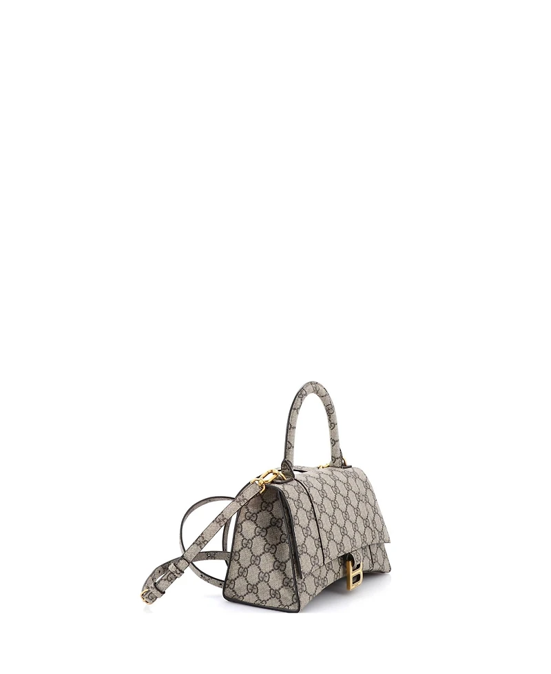 Pre-Owned Gucci Small x Balenciaga The Hacker Project Hourglass Top Handle Bag Gg Coated Canvas
