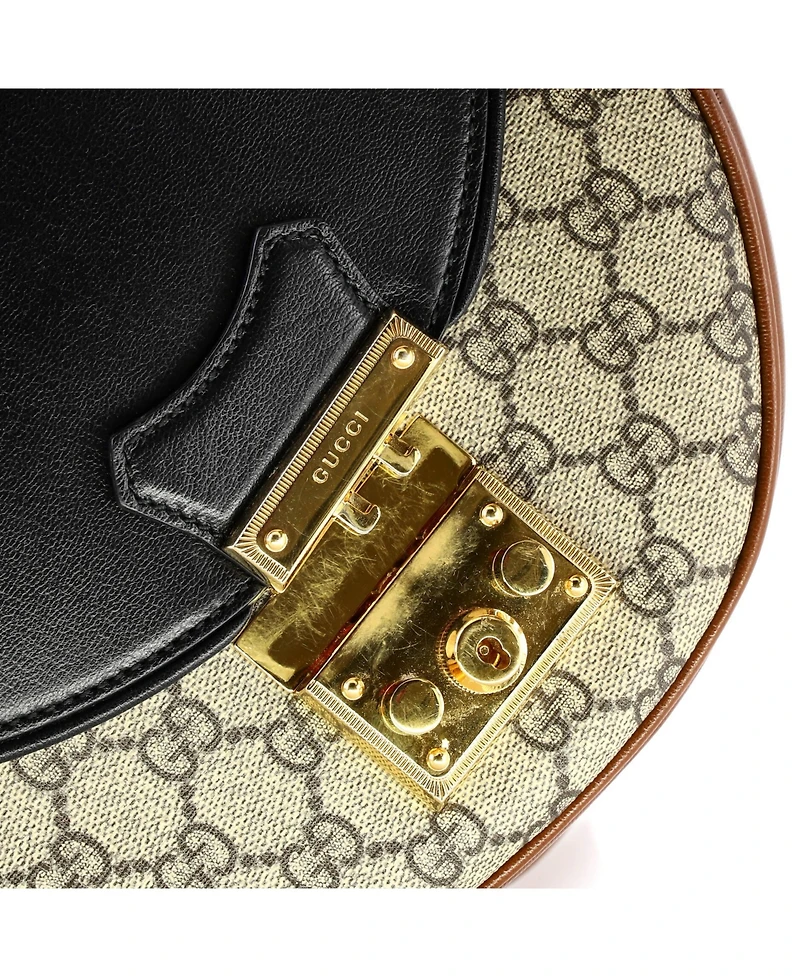 Pre-Owned Gucci Medium Padlock Saddle Shoulder Bag Gg Coated Canvas and Leather