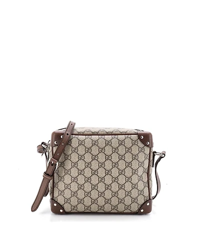 Pre-Owned Gucci Trunk Shoulder Bag Gg Coated Canvas with Studded Leather