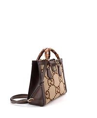 Pre-Owned Gucci Small Diana Nm Bamboo Handle Tote Jumbo Gg Canvas