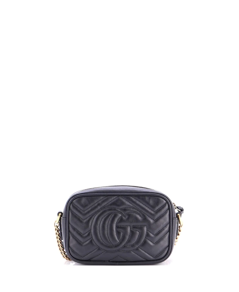 Pre-Owned Gucci Mini Gg Marmont Shoulder Bag Matelasse Leather